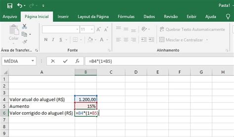 como acrescentar porcentagem no excel.